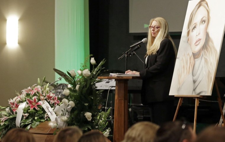 Gayle Inge, mother of country music star Mindy McCready, speaks during her daughter's funeral ceremony at the Crossroads Baptist Church in Fort Myers, Fla., on Tuesday, Feb. 26.