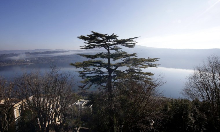 A view of Castel Gandolfo lake is seen from inside the summer residence of Pope Benedict XVI in Castel Gandolfo.