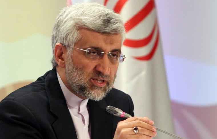 Iran's top nuclear negotiator Saeed Jalili speaks at a press conference after the talks on Iran's nuclear program in the Kazakh city of Almaty on Wednesday.