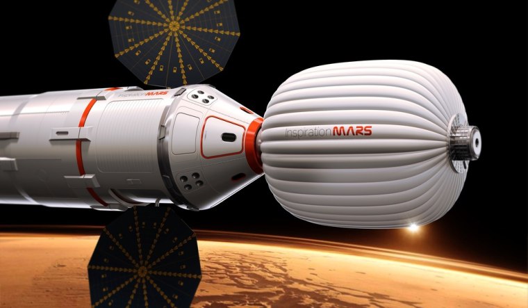 An artist's rendition shows a Mars capsule which will carry two people to Mars and back in this image released by Inspiration Mars Foundation on Febru...