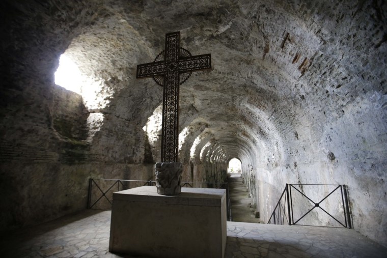 A view of a grotto inside the pope's summer residence.