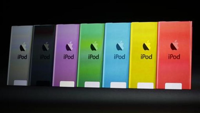 The different colours available for the iPod Touch presented during Apple Inc.'s iPhone media event in San Francisco, California September 12, 2012. R...