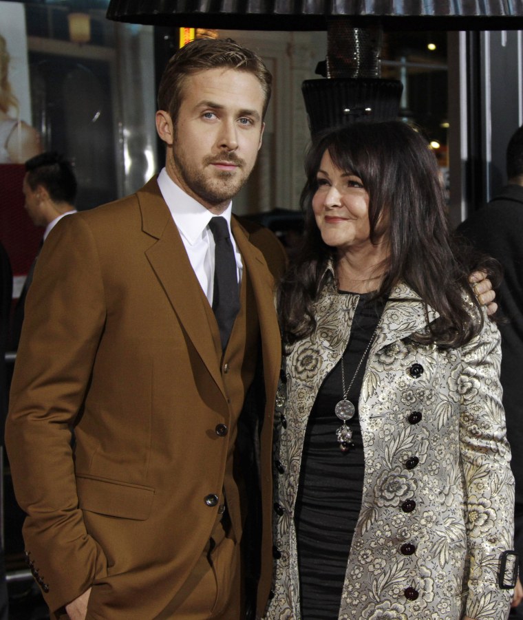 Ryan Gosling and mom Donna Gosling at the \"Gangster Squad\" premiere.
