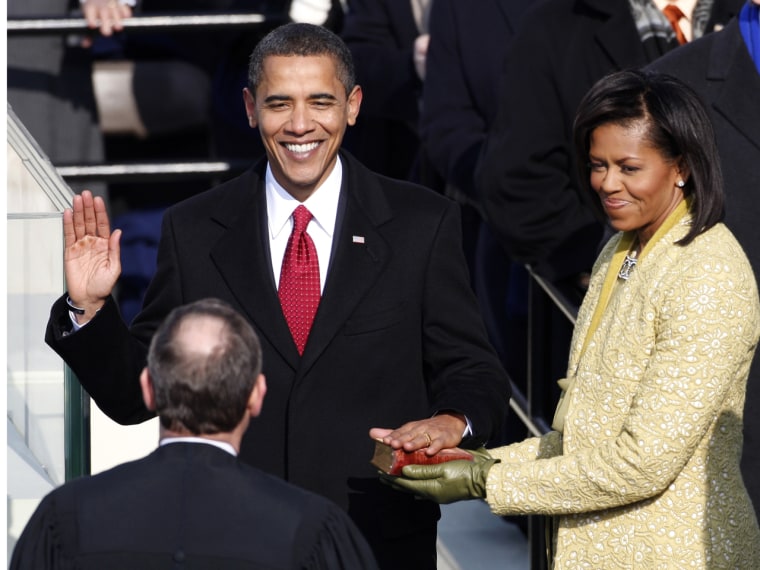 President Obama, shown here being sworn in for his first term on Jan. 20, 2009, will be using a Bible formerly owned by Martin Luther King Jr. as part of the swearing-in ceremony for his second term on Jan. 20.