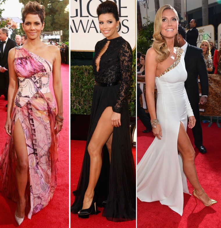 Putting their best foot forward? Eva Longoria, Heidi Klum and Halle Berry at the 70th Annual Golden Globe Awards held at the Beverly Hilton Hotel on January 13.