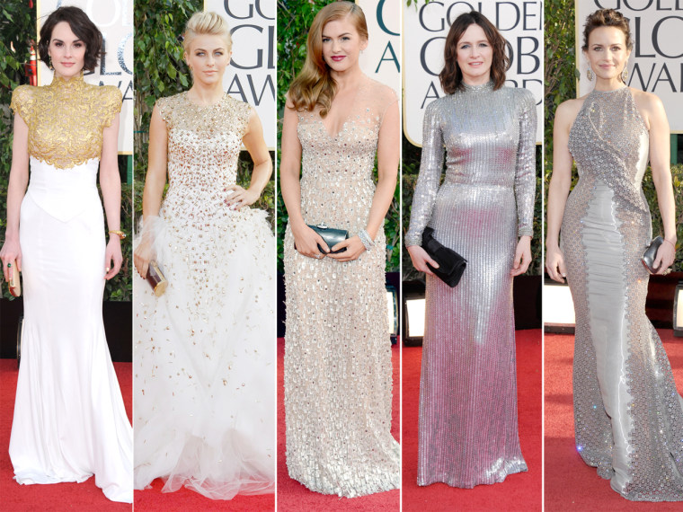 Michelle Dockery, Julianne Hough, Isla Fisher, Emily Mortimer, and Carla Gugino at the 70th Annual Golden Globe Awards at the Beverly Hilton Hotel on Jan. 13.