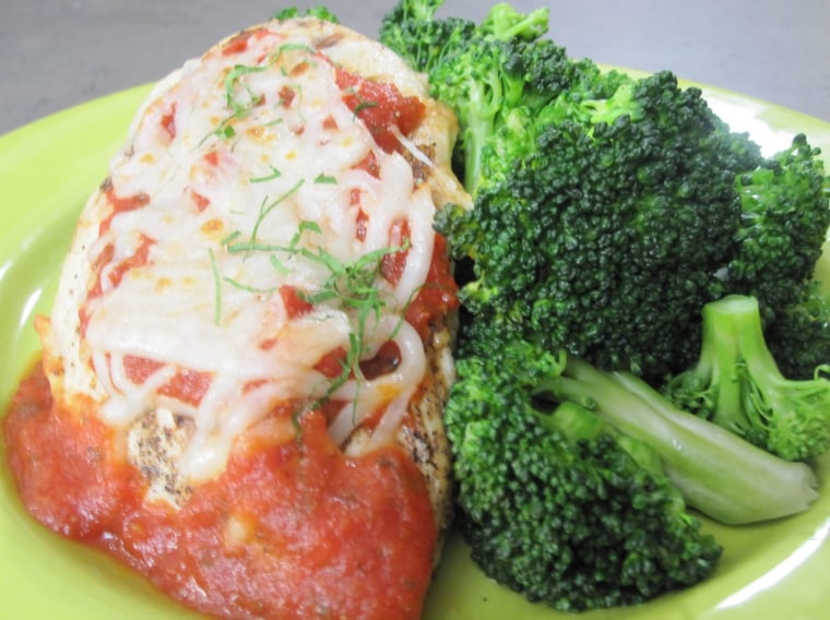 Grilled chicken parmesan with broccoli