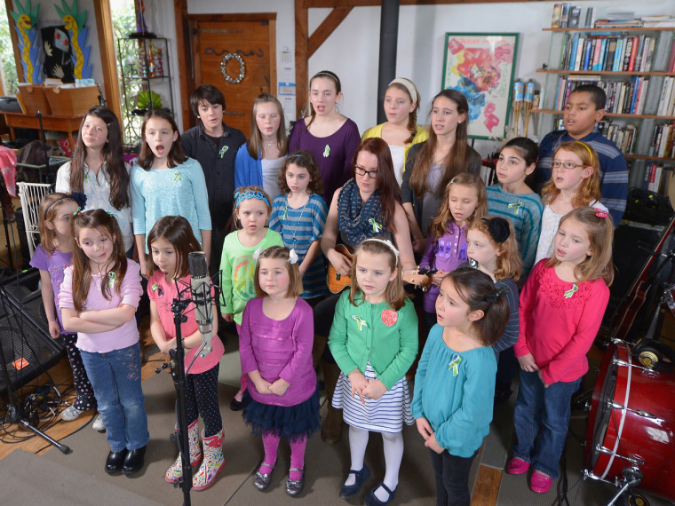 The children join Ingrid Michaelson on Jan. 14 in Fairfield, Conn.