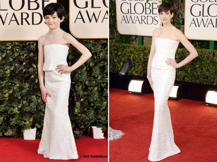Mini-Anne Hathaway looked as sleek as the star herself in this recreation.