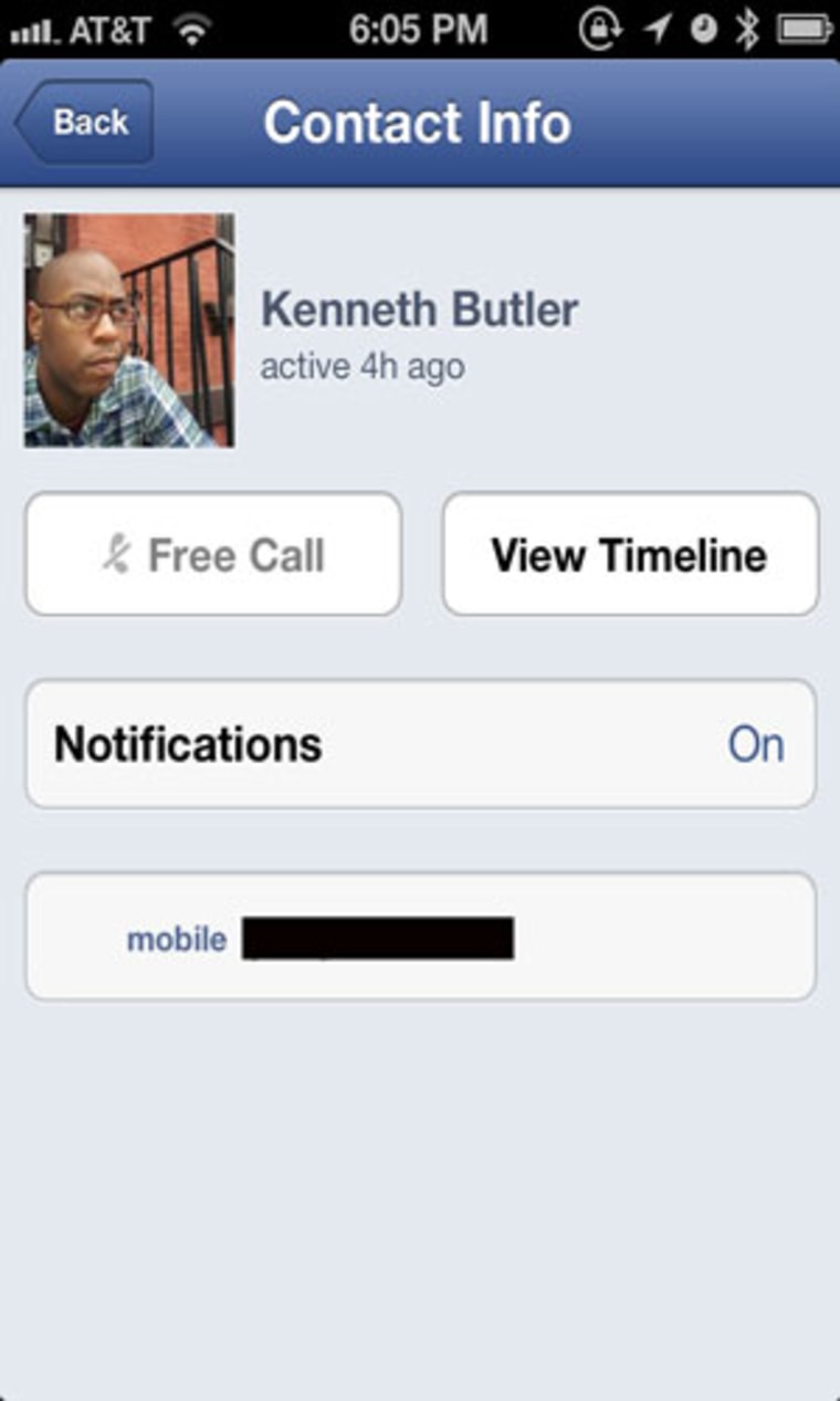 Facebook calling on iPhone