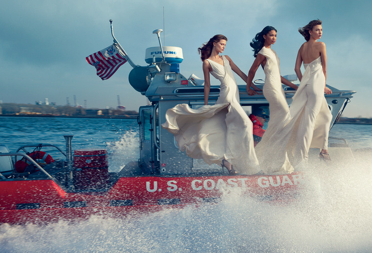 Iman, Kloss and model Kasia Struss pay tribute to the Coast Guard.