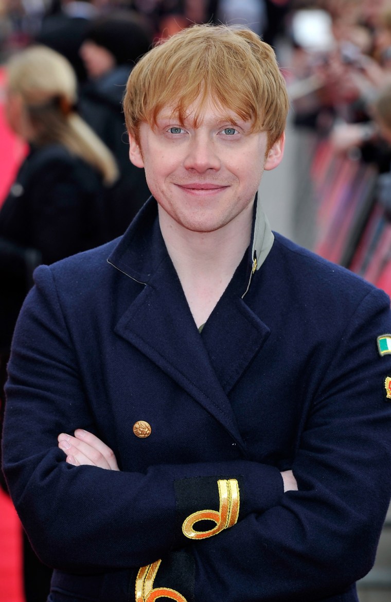 WATFORD, ENGLAND - MARCH 31:  Rupert Grint attends the Grand Opening of the Warner Bros. Studio Tour London: The Making of Harry Potter on March 31, 2...