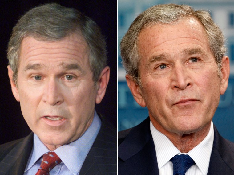 President George W. Bush had a few more gray hairs by the time he left office compared to when he began his first term.
