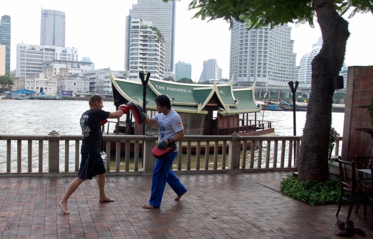 Muay Thai lesson at the Peninsula Bangkok
