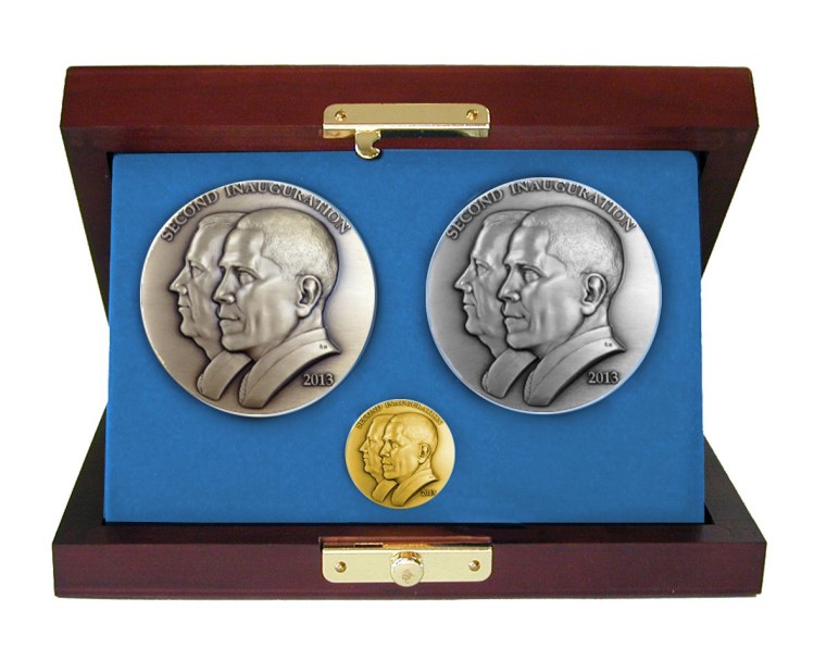Those with a cool $7,500 lying around can commemorate the inauguration with a gold, silver and bronze medallion set that comes in a \"decorative display box.\"