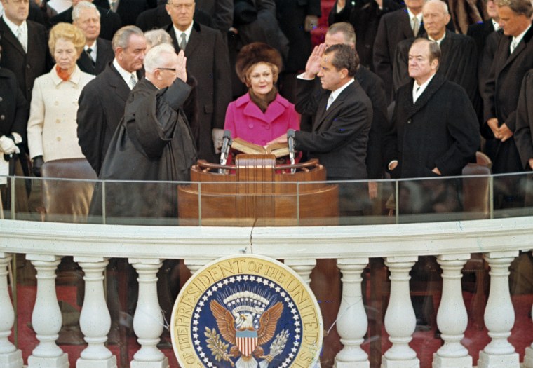 Abraham Lincoln swore the oath in front of an incomplete Capitol dome. Lyndon B. Johnson became president on Air Force One next to a dazed Jacqueline Kennedy. A collection of photographs from past presidential inaugurations.