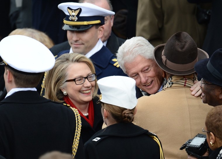 Former President Bill Clinton and Secretary of State Hillary Clinton arrive for the 57th Presidential Inauguration ceremonial swearing-in at the U.S. Capitol on Jan. 21 in Washington D.C.