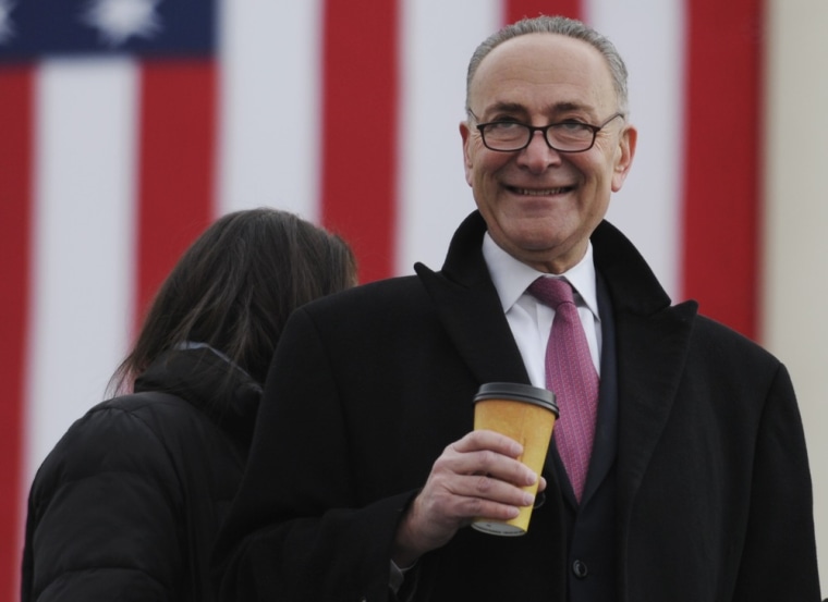 Sen. Charles Schumer, D-N.Y., arrives at the U.S. Capitol for the ceremonial swearing-in of President Barack Obama during the 57th Presidential Inauguration in Washington, D.C.
