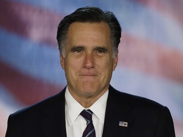 Former Massachusetts Gov. Mitt Romney on election night in Boston. He is spending inauguration day in La Jolla, Calif., according to an aide.