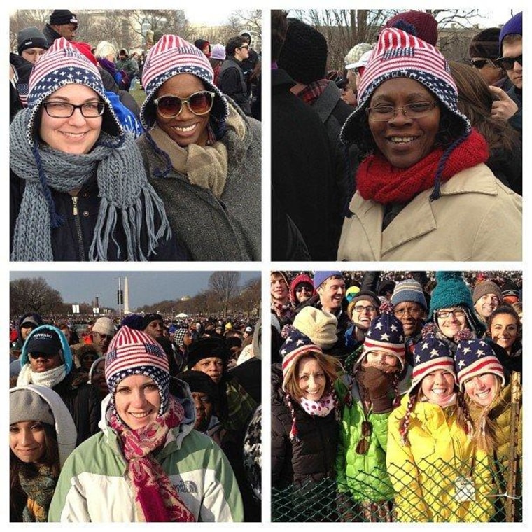 Patriotic beanies. #Inaug2013 #NBCPolitics #Inauguration