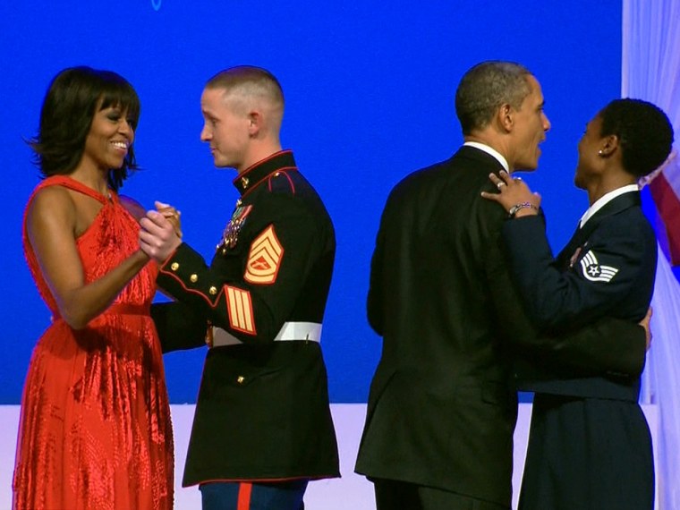 It's a tradition that the president and first lady dance with members of the armed services.