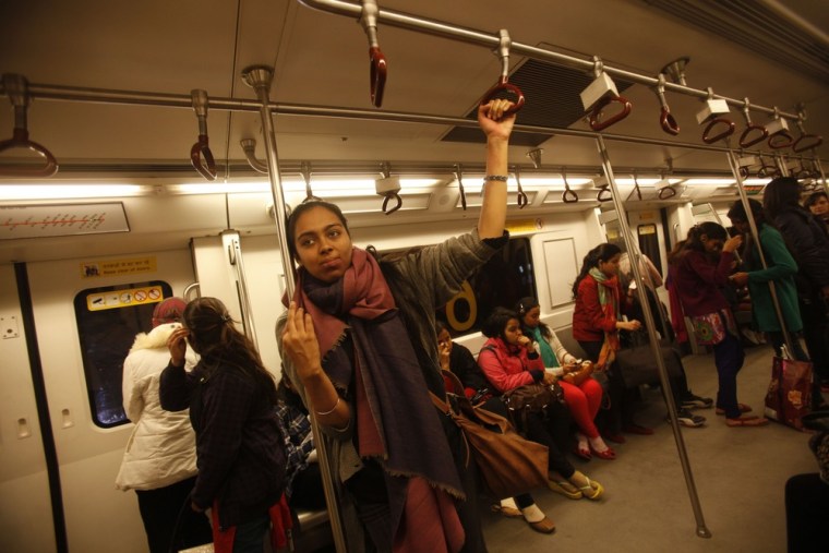 Simrat travels in the women's compartment of a metro in New Delhi.