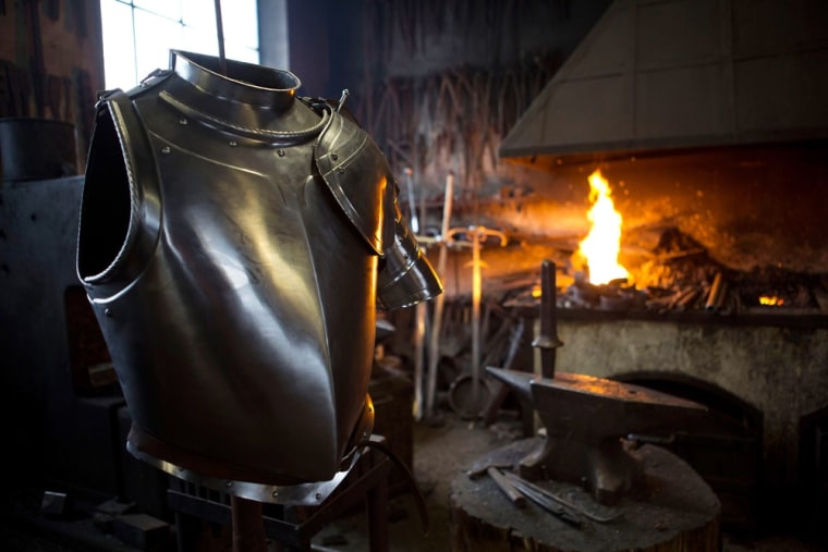 A new suit of armor being made for the Vatican Swiss Guard is seen on Jan. 21, 2013 at the Schmiede Schmidberger workshop in Molln, Austria.