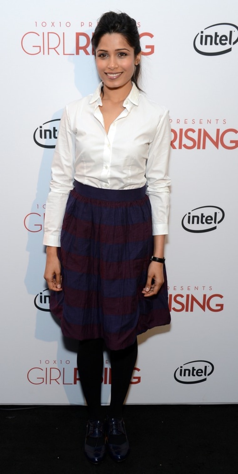 Freida Pinto attends the Intel Event on Jan. 21.