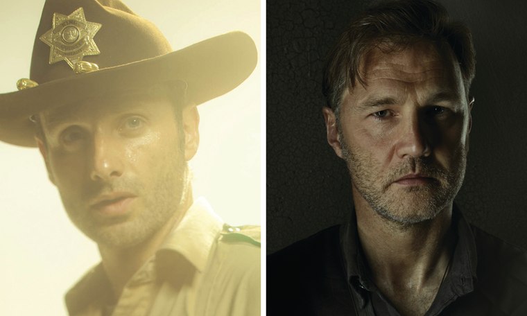 Andrew Lincoln as Rick, and David Morrissey as  The Governor on \"The Walking Dead.\"