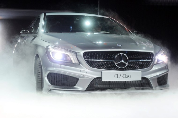 The new Mercedes-Benz CLA car is shown at the Mercedes Benz special event on Jan. 13, the day before the North American International Auto Show.