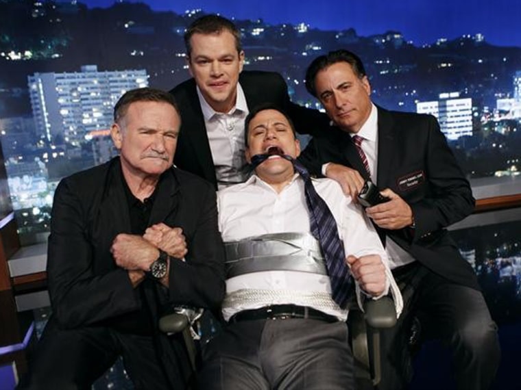 Robin Williams, Matt Damon, Jimmy Kimmel and Andy Garcia on \"Jimmy Kimmel Sucks.\"