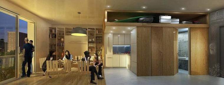 A rendering of the \"micro unit\" apartment design that won New York Mayor Bloomberg's  adAPT NYC contest Tuesday.