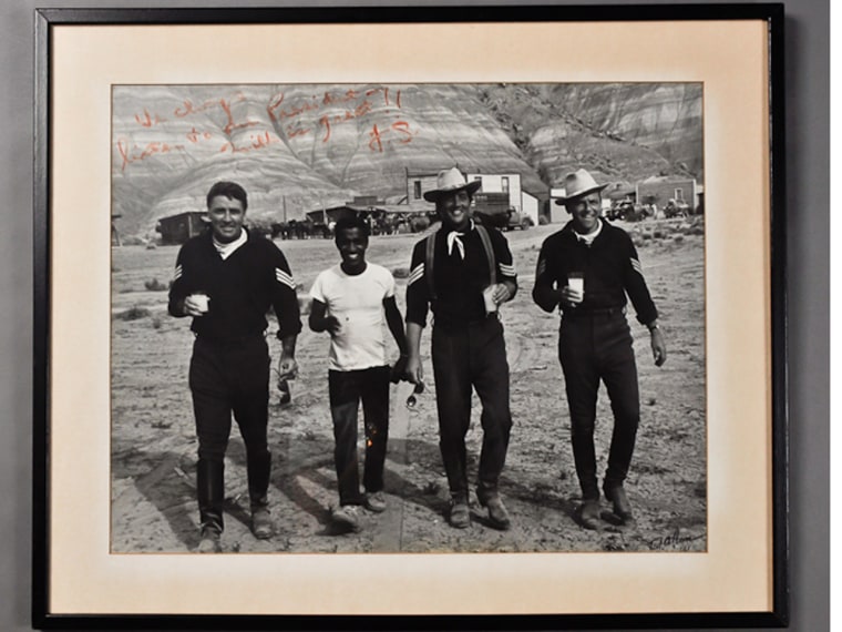 This 1961 photo of the Rat Pack given to JFK is signed by Frank Sinatra with the inscription,