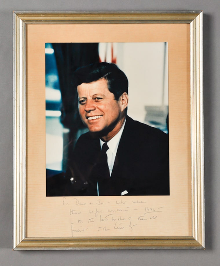 This photo was signed by John F. Kennedy with a personal message for close friend Dave Powers in 1963, the year of Kennedy's death.