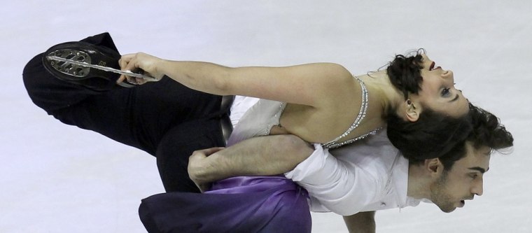 Sara Hurtado and Adria Diaz of Spain perform during the ice dance free dance program at the European Figure Skating Championships in Zagreb, Croatia, Jan. 25.