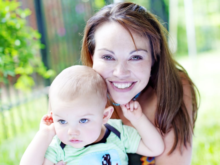 Nicole King with her son, Grey. Now expecting her second son, it took her a while to get over her wish for a daughter.