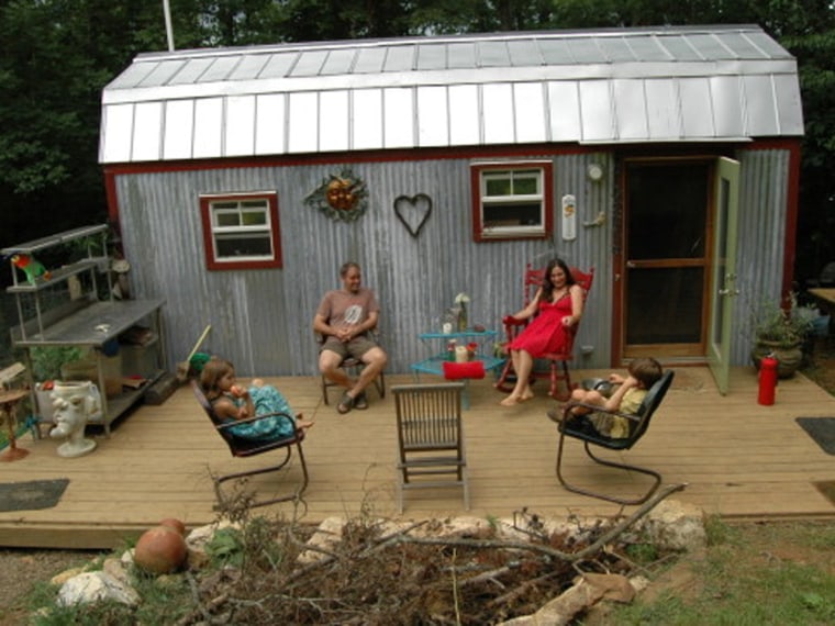 With such small indoor living space, the Berzin family spends a lot of time outside on their deck.