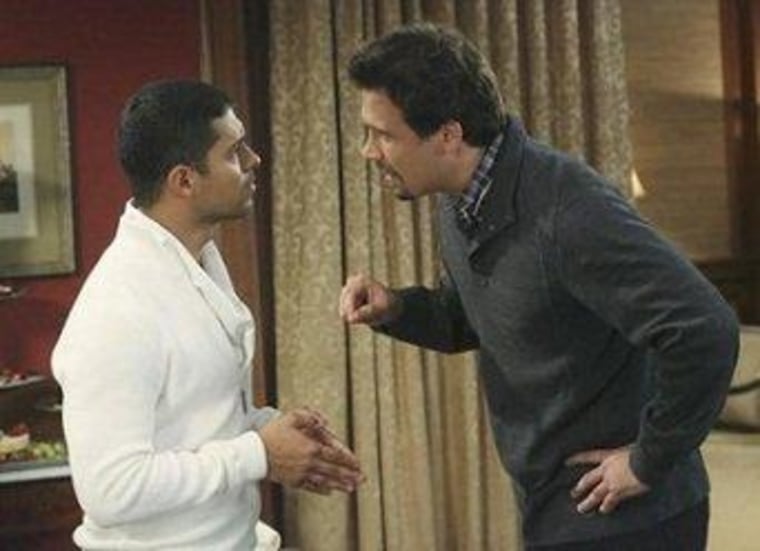 Yoni (Wilmer Valderrama) is confronted by George (Jeremy Sisto) on the next episode of \"Suburgatory.\"