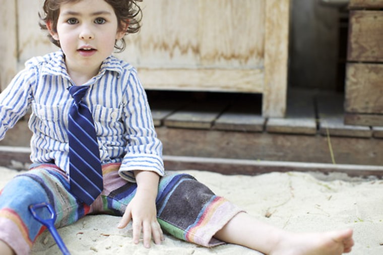 Little gentleman: A boy featured on Ladys & Gents wears a shirt and shorts by Trico Field, tie by Janie & Jack.