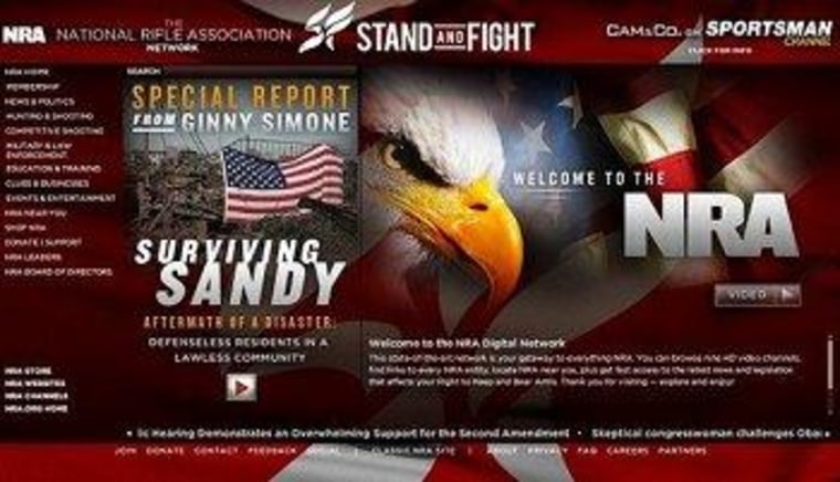 The NRA's website, which organizingforaction.net redirects to.