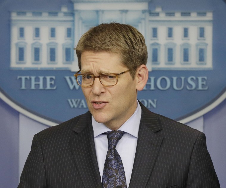 White House press secretary Jay Carney speaks during his daily news briefing at the White House in Washington, Wednesday, Jan., 30, 2013. (AP Photo/Pa...