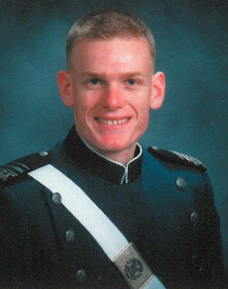 The U.S. Air Force has identified Capt. Lucas Gruenther, seen here in 2003, as the pilot of an F-16 fighter jet that went missing Monday on a training mission over the Adriatic Sea.