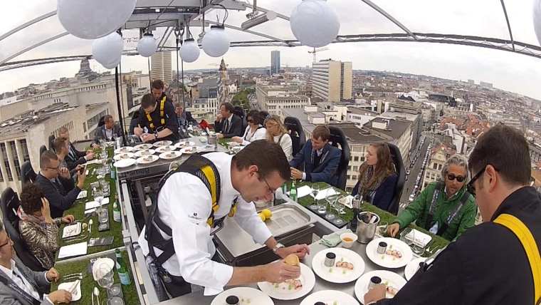 A tandem of chefs who each have two Michelin stars prepared the meal in Brussels, which costs $350 per person due to the fine cuisine and insurance costs.