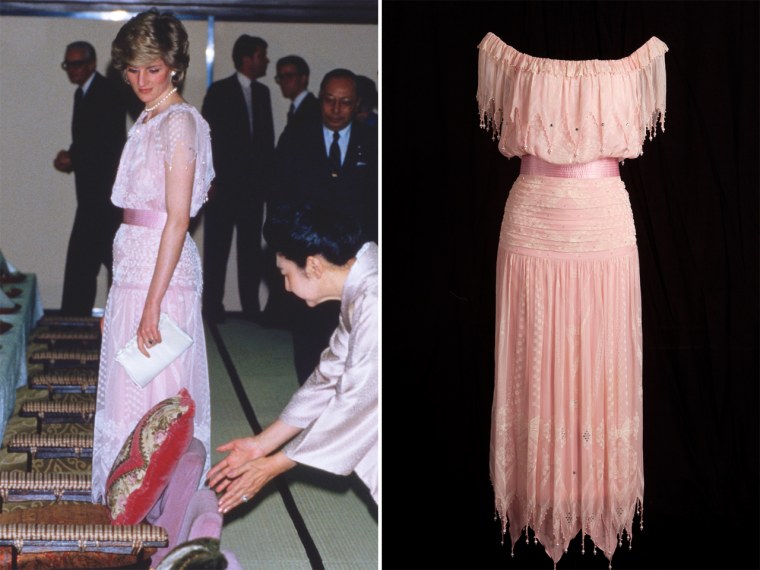 Princess Diana chose this Zandra Rhodes creation to reference the cherry blossoms in bloom during her visit to Japan in 1986.