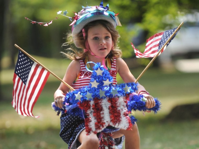 Emma-Cruz Jerrolds, 4, in her neighborhood's Fourth of July parade last year.