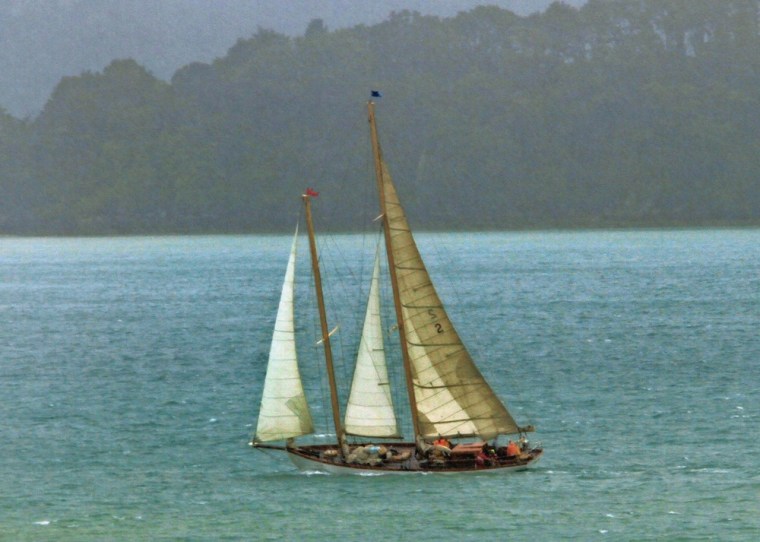 This picture taken in January 2012 shows the 70-foot vintage wooden yacht, Nina, built in 1928, sailing during the 2012 Tall Ships and Classic Yacht regatta day off New Zealand.