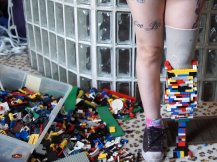 It took Christina Stephens just two hours to build a prosthetic leg entirely from LEGO bricks.