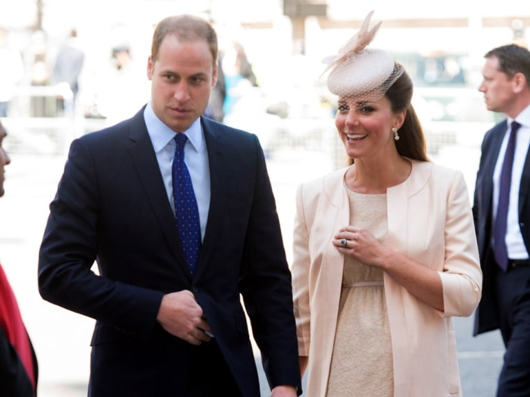 LONDON, ENGLAND - JUNE 04:  Prince William, Duke of Cambridge and Catherine, Duchess of Cambridge attend a service marking the 60th anniversary of the...