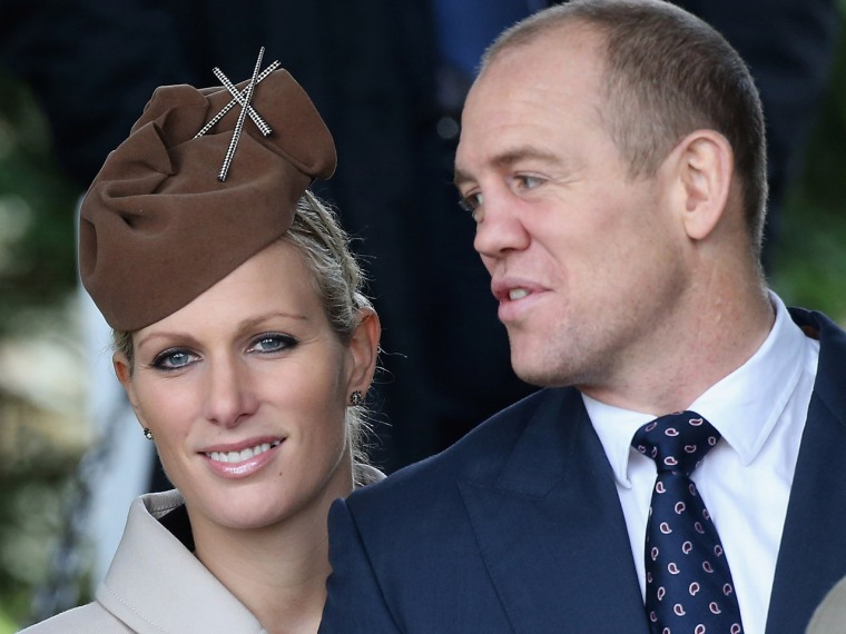 KING'S LYNN, ENGLAND - DECEMBER 25:  (L-R) Autumn Phillips, Mike Tindall and Zara Phillips attend the traditional Christmas Day church service at St M...