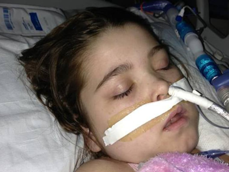 Sarah Murnaghan, 10 years old, rests after she received a lung transplant.